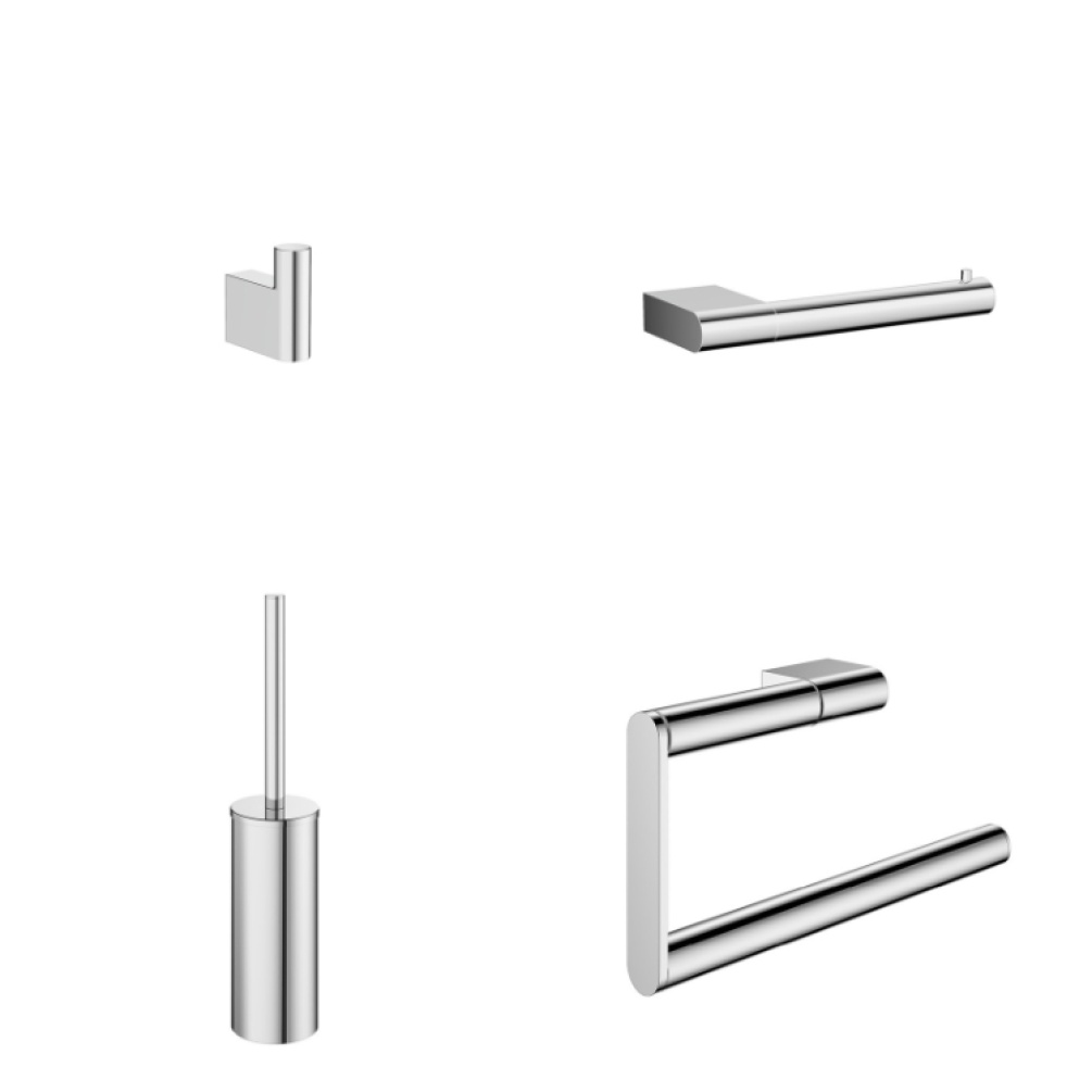 Product Cut out image of the Crosswater MPRO Chrome 4 Piece Bathroom Accessory Pack